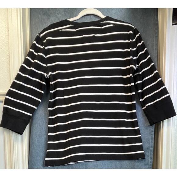 LRL Lauren Jeans Co. Womens XL Black/White 100% Cotton Fitted 3/4Sleeves Logo - Picture 2 of 6
